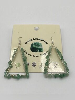 BN Green Aventurine Triangle Drop Earrings